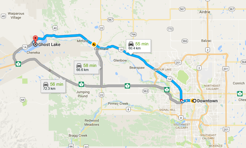 -Downtown to Ghost Lake Alberta-